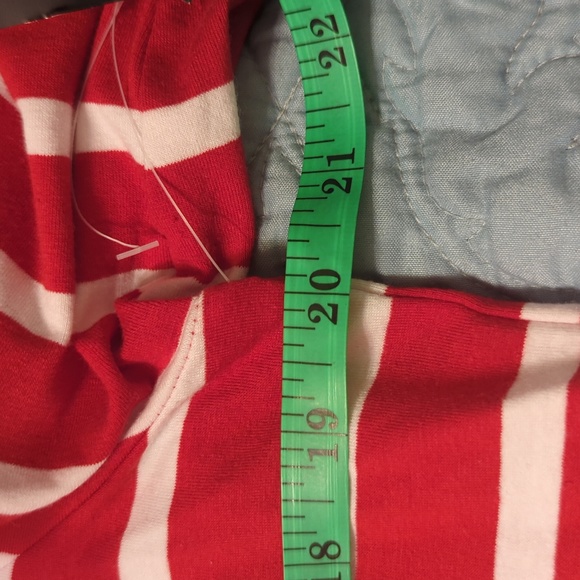 Onque Casual Red & White Striped Blouse Top Shirt, 3/4 sleeves Size Large NWT - Picture 9 of 11